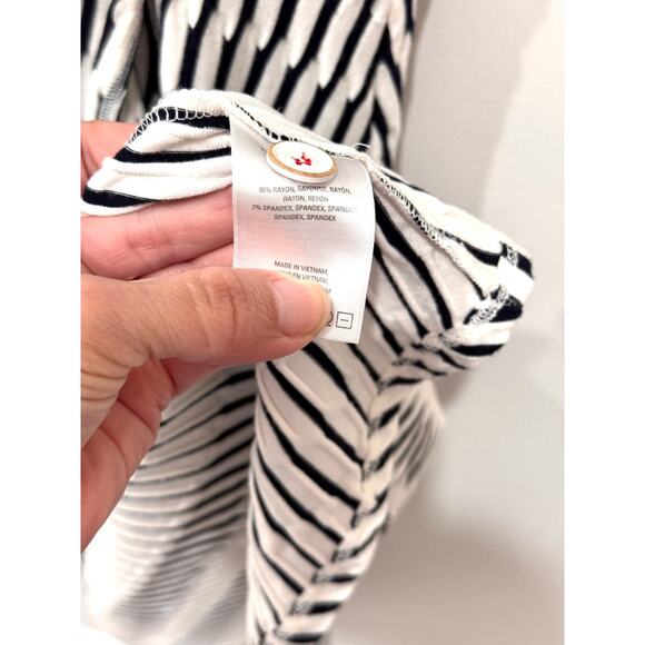 Maeve Anthropologie Paladino Henley Striped Textured Dress Black White Womens XS - Picture 5 of 5
